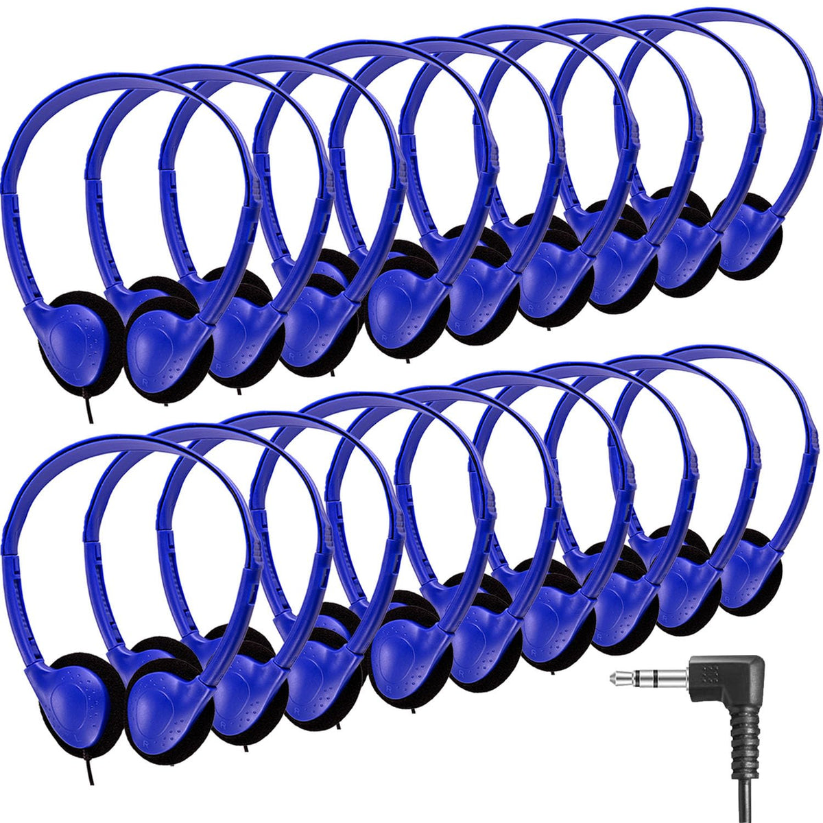 CN-Outlet front packaging of 25-pack headphones showing batch benefit