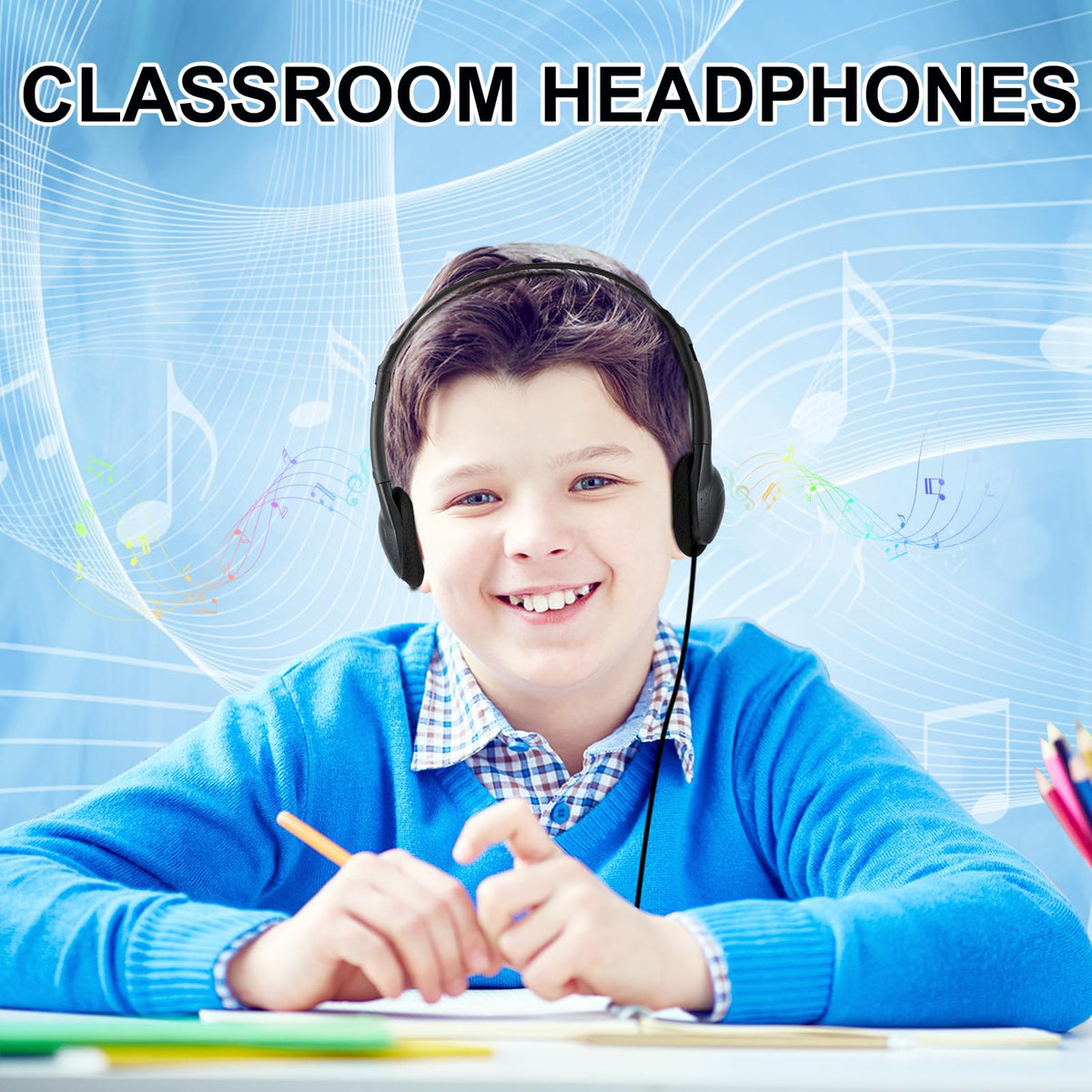 CN-Outlet durable ABS headband headphones designed for daily school use.