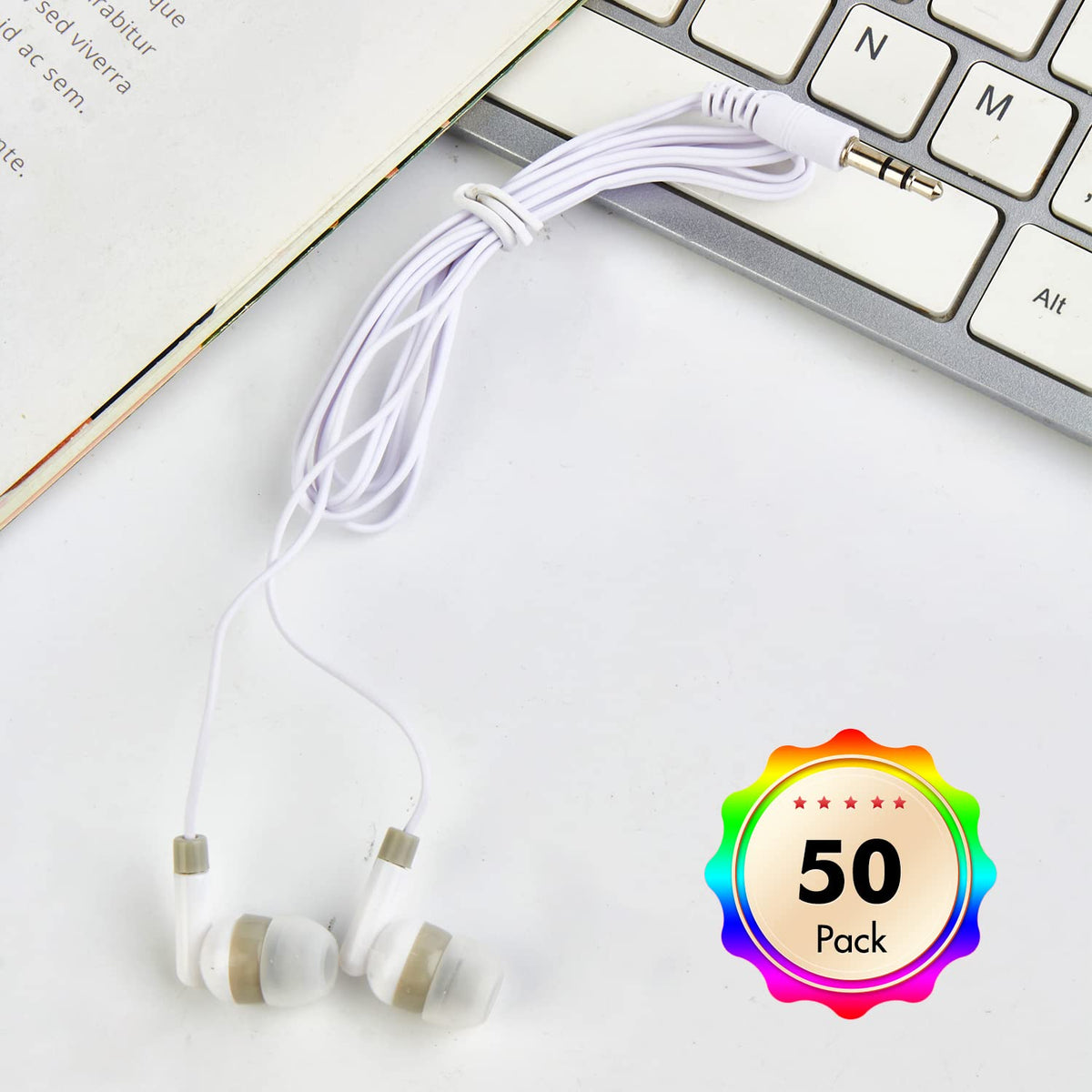 CN-Outlet earbuds white 50-pack, cost-effective solution for schools