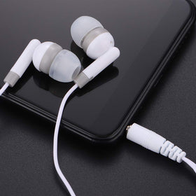 CN-Outlet earbuds white ziplock bag, shows 50-pack wholesale packaging