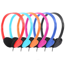 CN-Outlet Kids Headphones 12-pack in mixed colors for classroom listening and testing