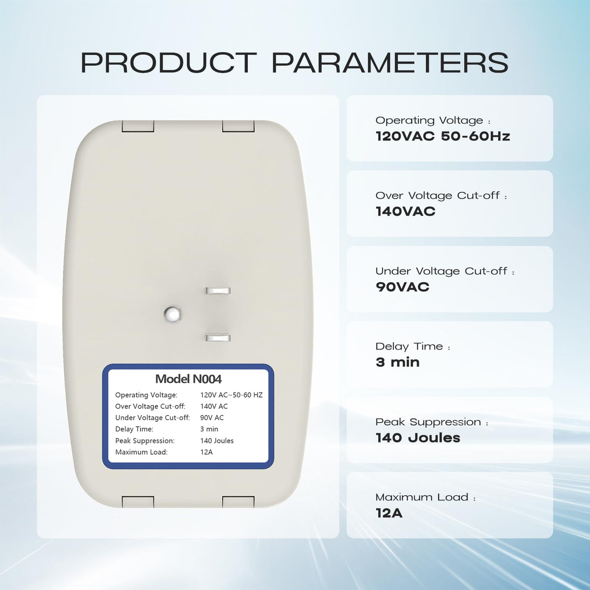 CNAODUN surge protector maintains stable operation with 3 minute restart delay