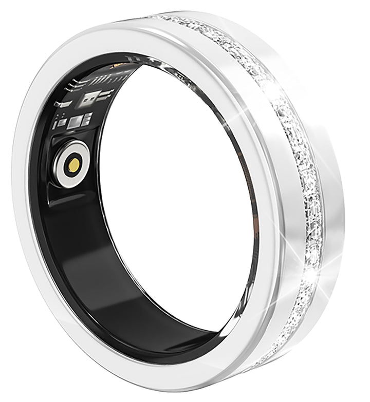 CNBRO front view of smart ring showing elegant diamond design and wearable tech benefit