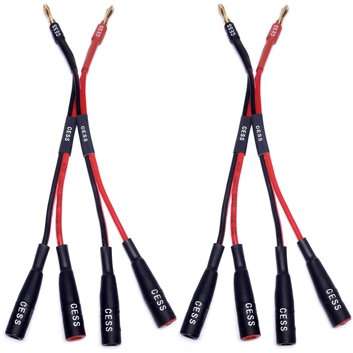 CNCESS CESS-057x2 dual banana plug splitter front view for flexible power distribution.