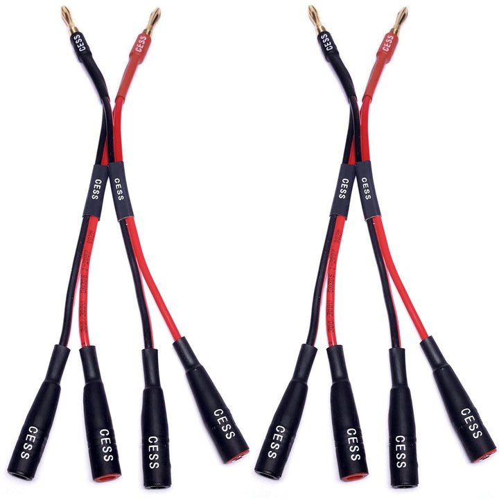 CNCESS CESS-057x2 dual banana plug splitter front view for flexible power distribution.