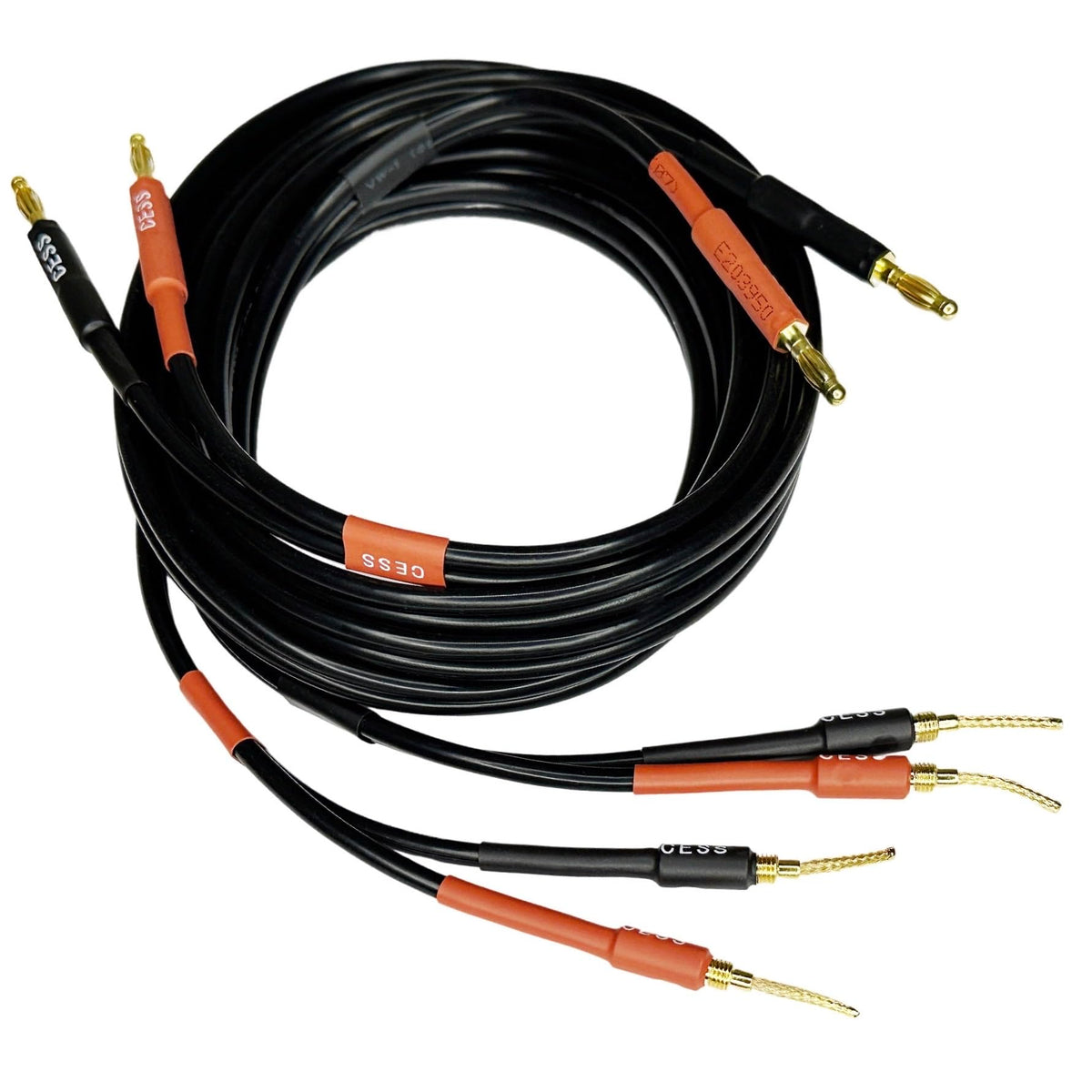 CNCESS CESS-277-6f spring clips braided pin banana plug for secure speaker connections.