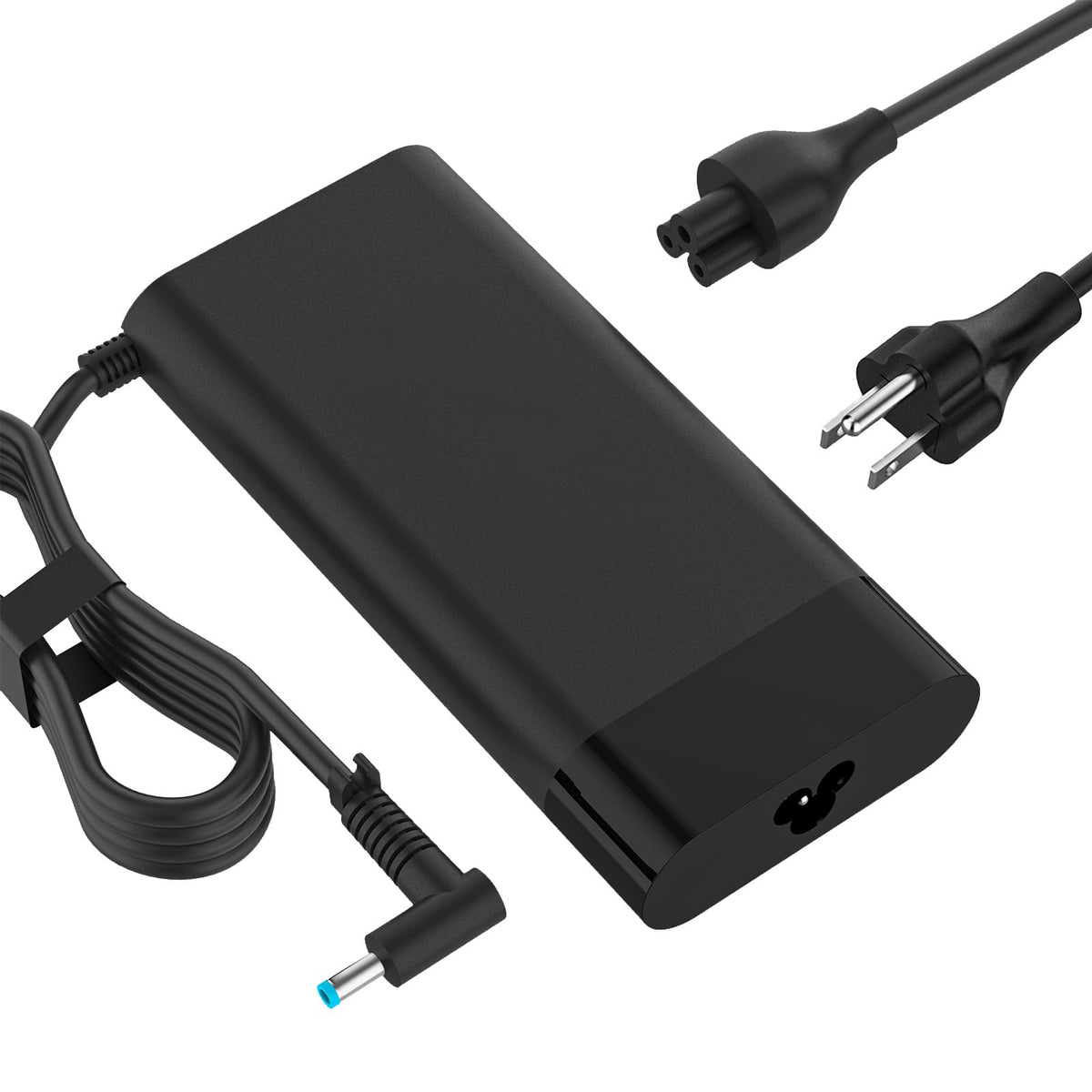 CNIMSSN blue‑tip 4.5x3.0mm connector closeup showing correct fit and secure contact