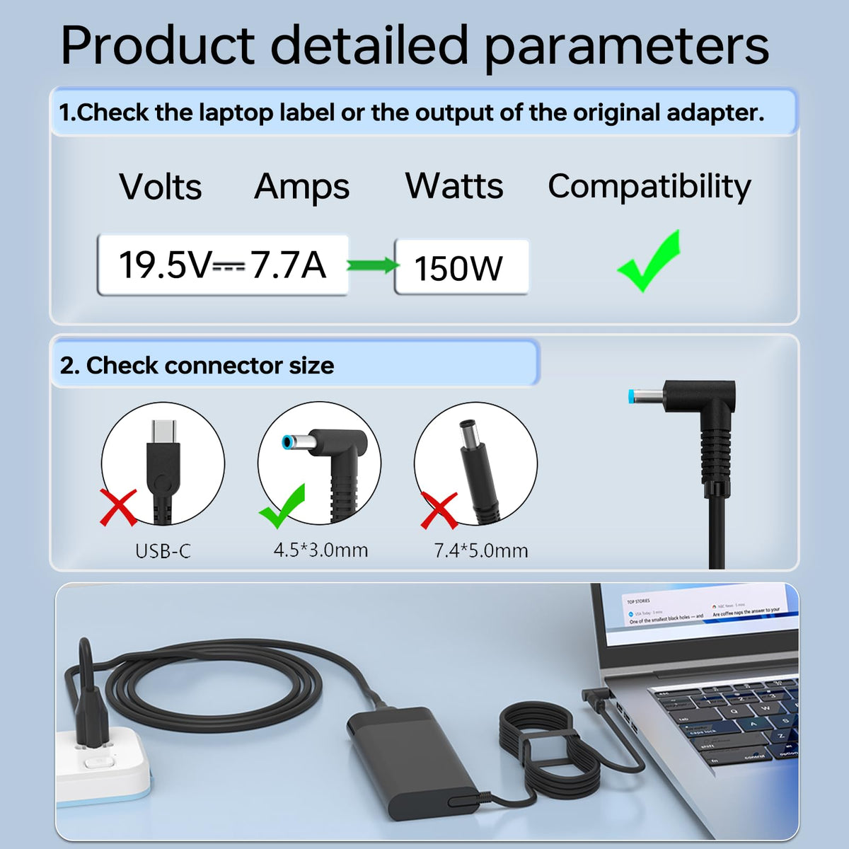 CNIMSSN connected to an HP laptop in use providing steady power under load