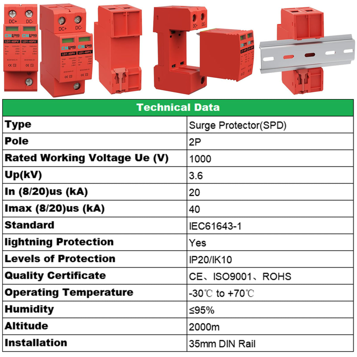 CNLonQcom lightning arrester in a distribution panel illustrating surge protection.