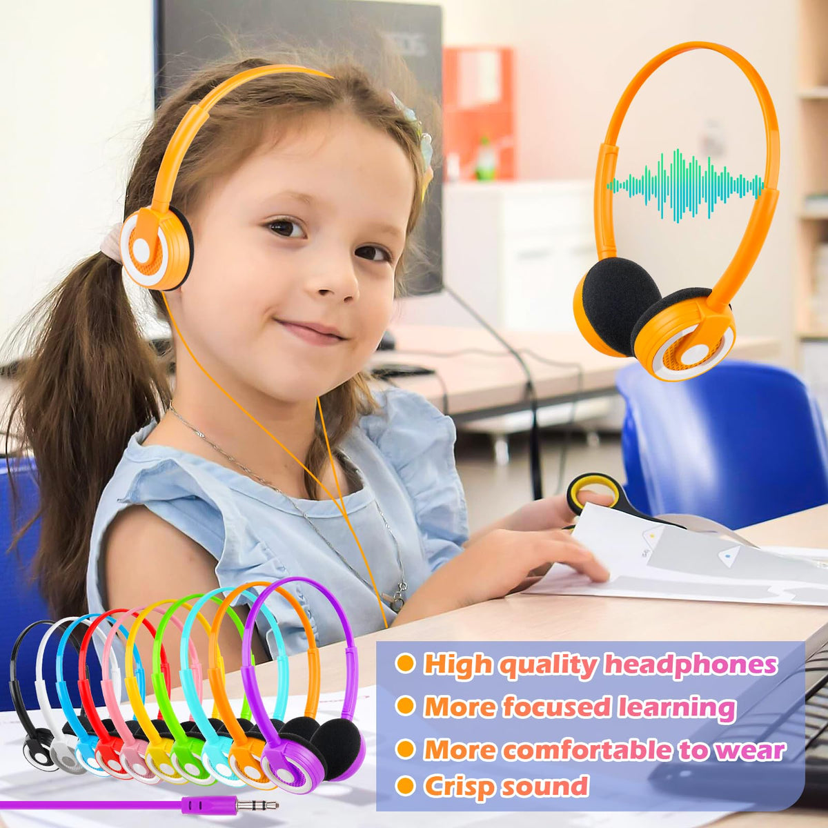 CNSZSLZ classroom headphones 10-pack for student listening in labs and libraries.