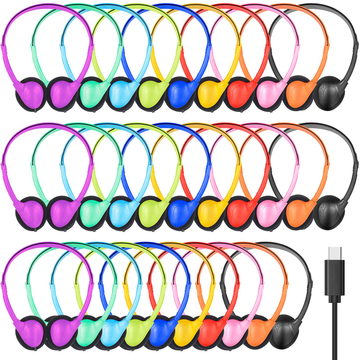 CNSZSLZ USB-C headphones in bulk box for classroom stocking.