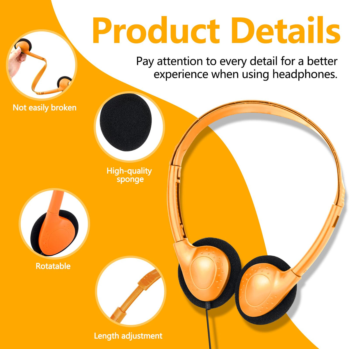 CNSZSLZ USB-C headphones with a 4-foot cable for classroom use.