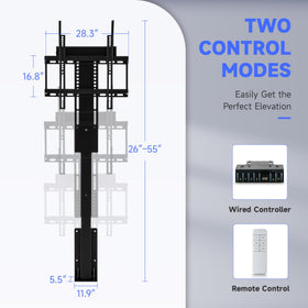 CO-Z motorized TV lift supports up to 165 lb with sturdy build.