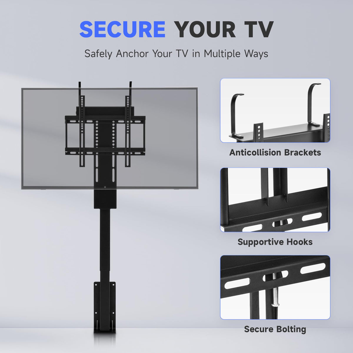 CO-Z motorized TV lift remote control simplifies operation from anywhere.