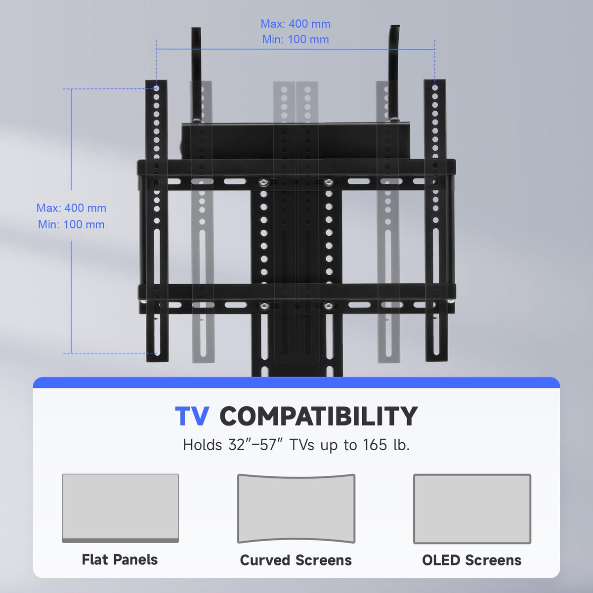 CO-Z motorized TV lift wall mount offers versatile placement options.