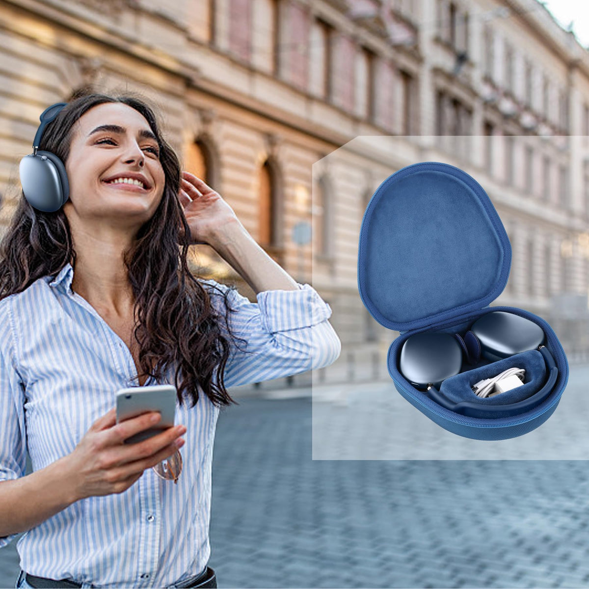co2CREA case beside passport and headphones in travel setting for on-the-go protection