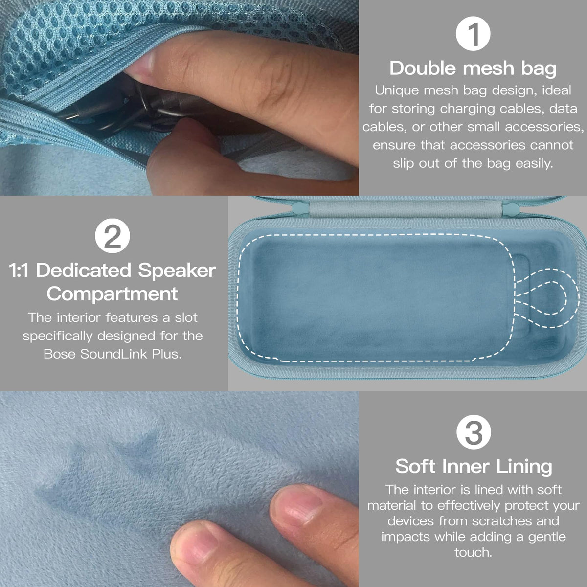 co2CREA internal double mesh pocket organized cables for quick access