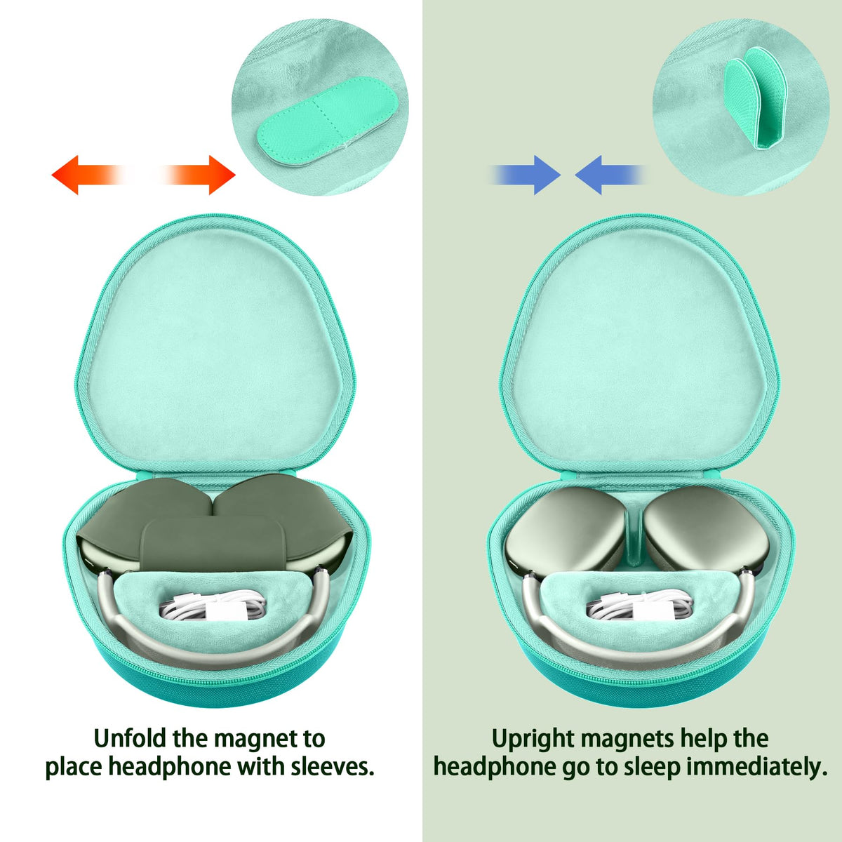 co2CREA lining detail showing soft anti-static fabric protecting headphones