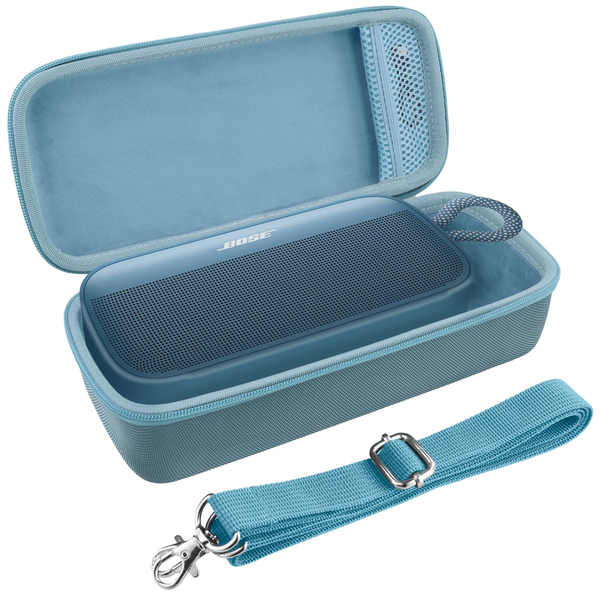 co2CREA case next to water bottle showing compact size for travel