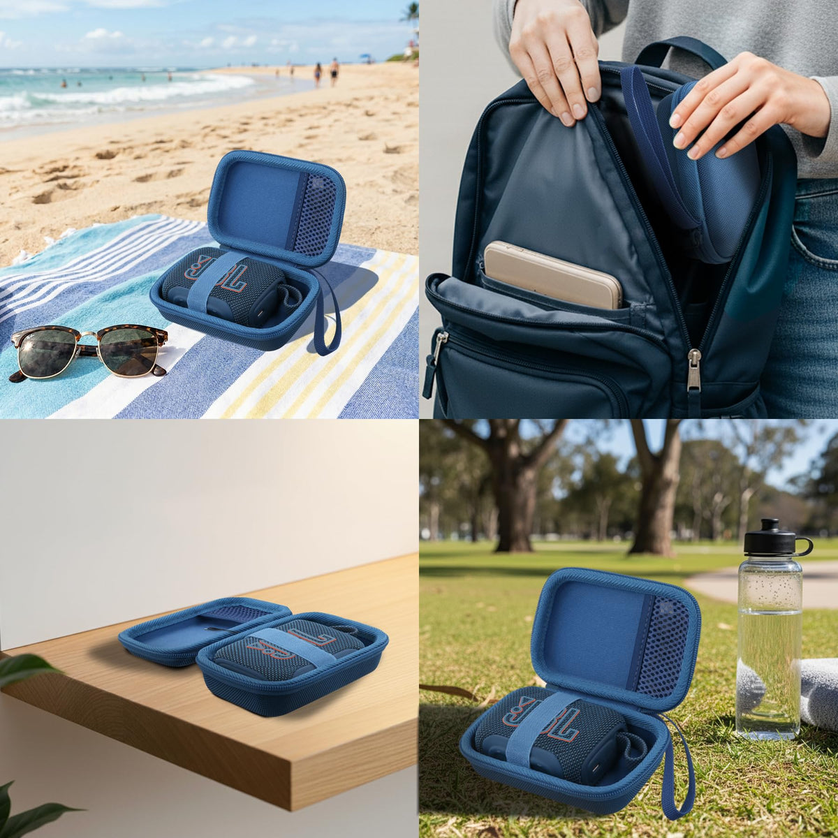 co2CREA case on sand at beach protecting speaker outdoors