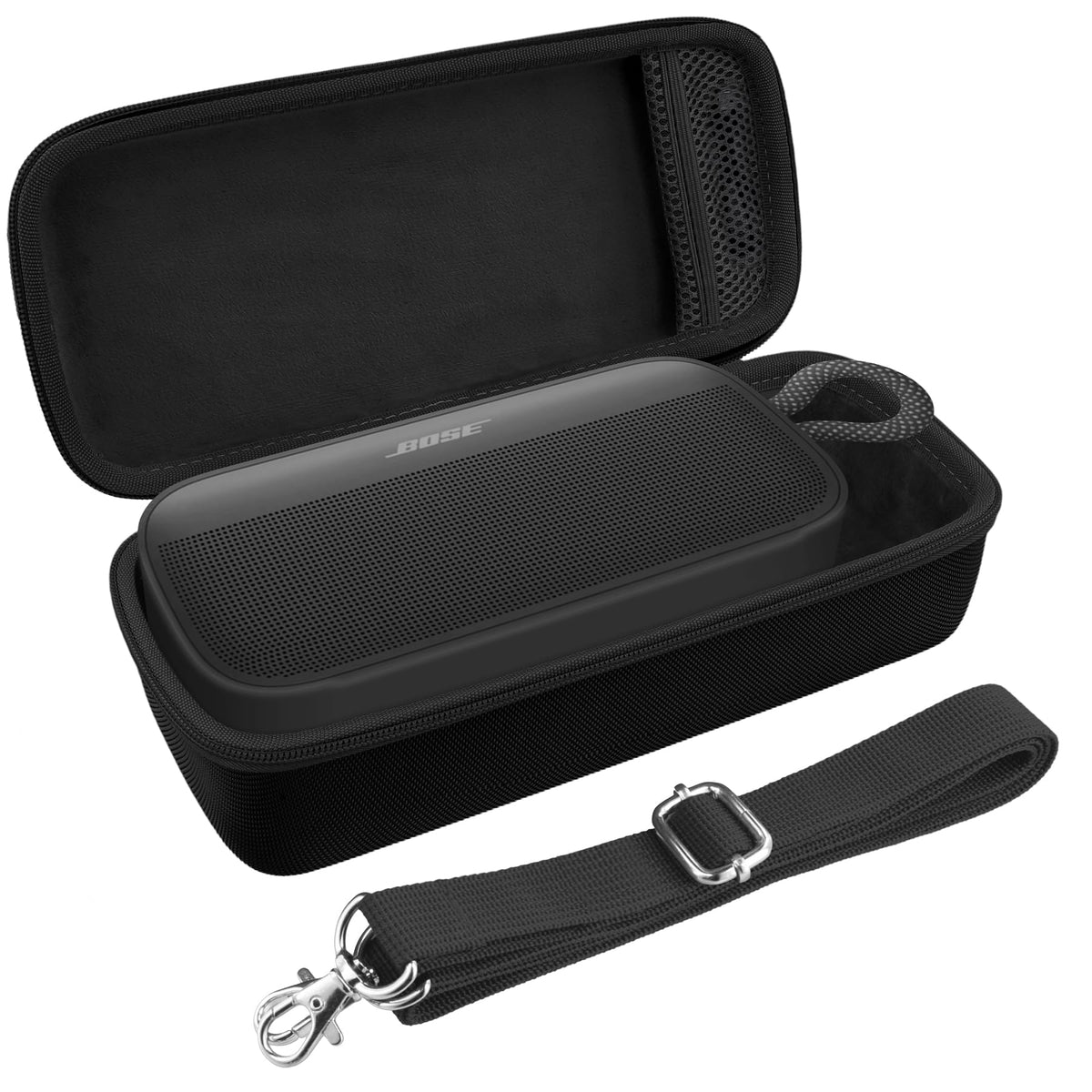 co2CREA dual zipper detail providing smooth closure and security for Bose SoundLink Plus