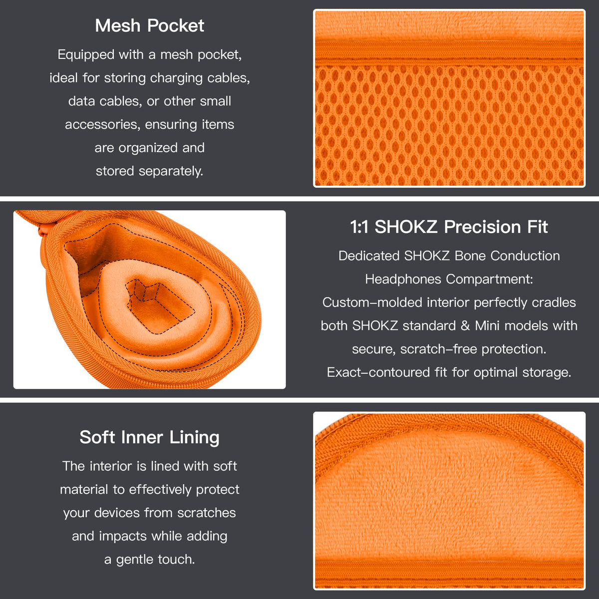 co2CREA case interior lining cushions headphones from scratches during daily use