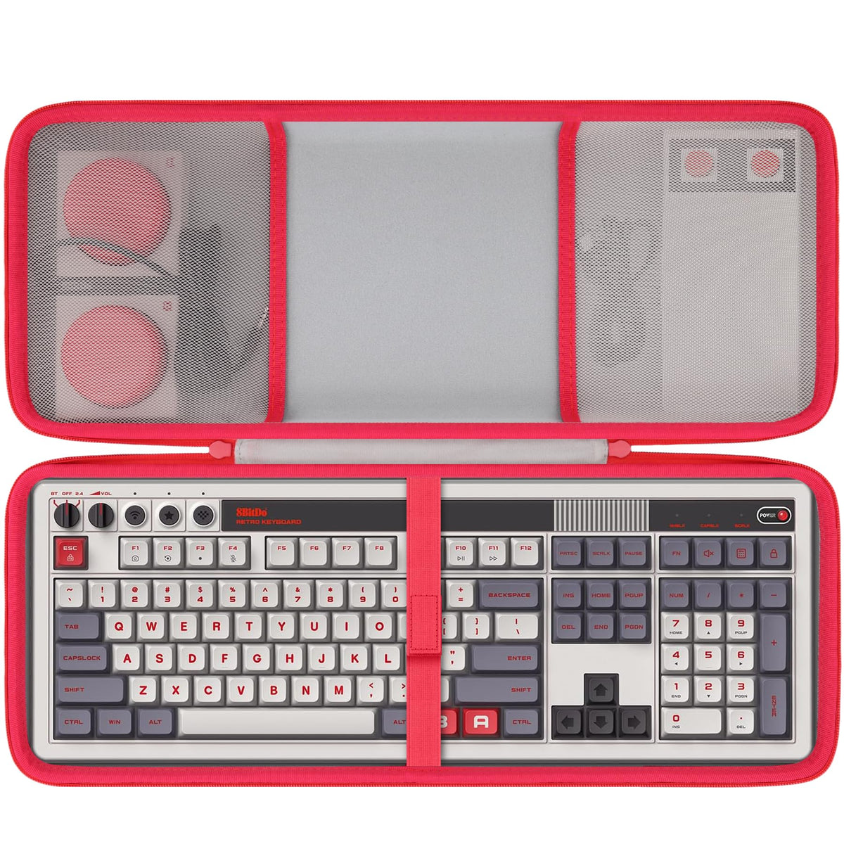 co2CREA hard travel case for 8BitDo Retro 108 keyboard with precise fit