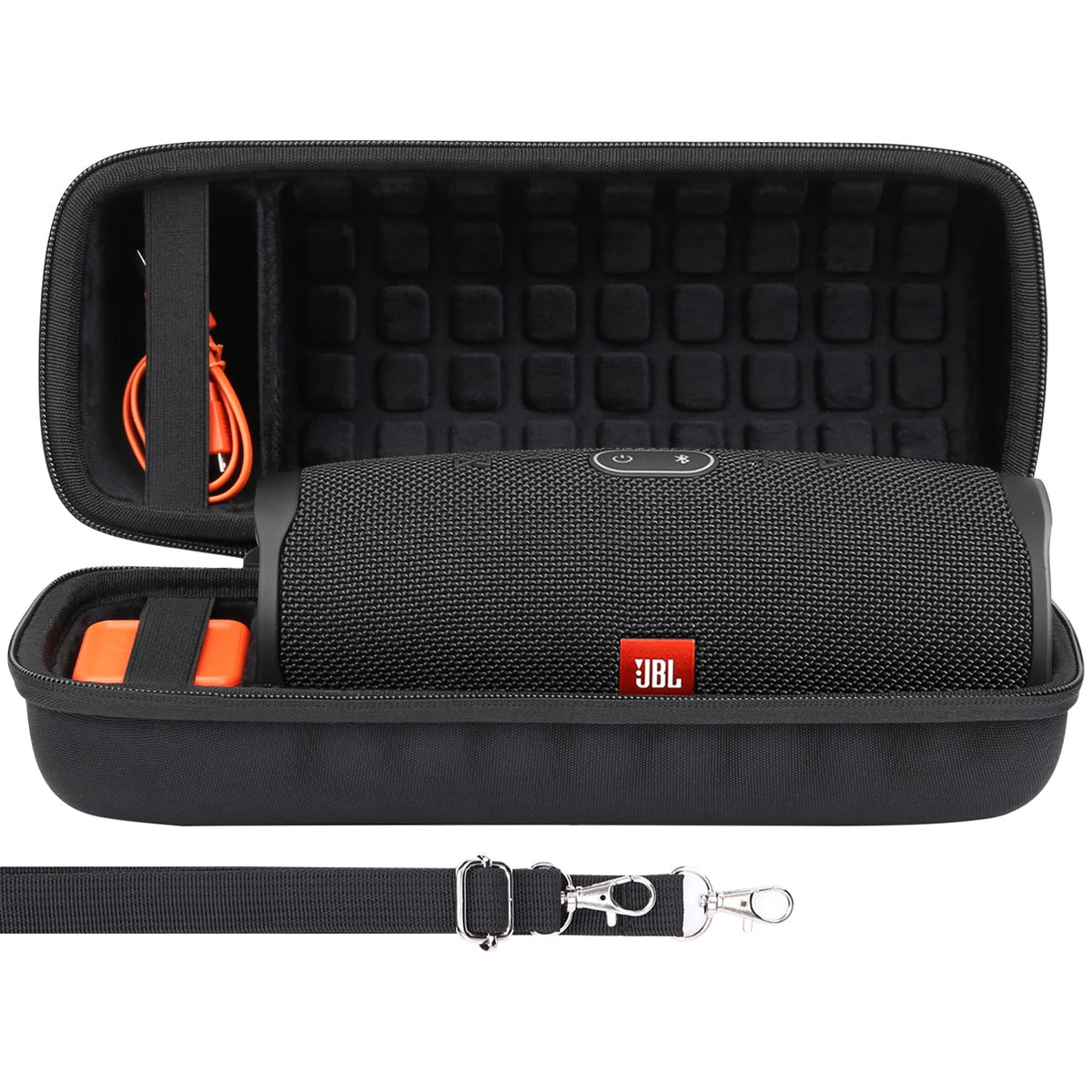 co2CREA hard travel case for JBL Charge 4 exterior protects your speaker during travel.