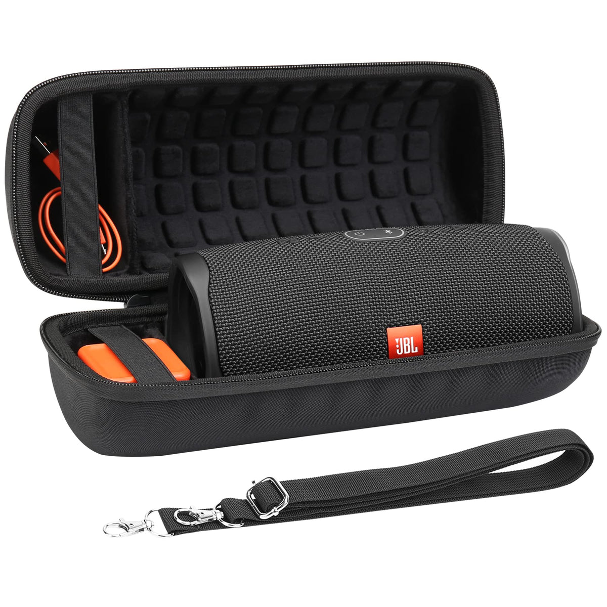 co2CREA case for JBL Charge 4 with a comfortable handstrap for easy carrying.