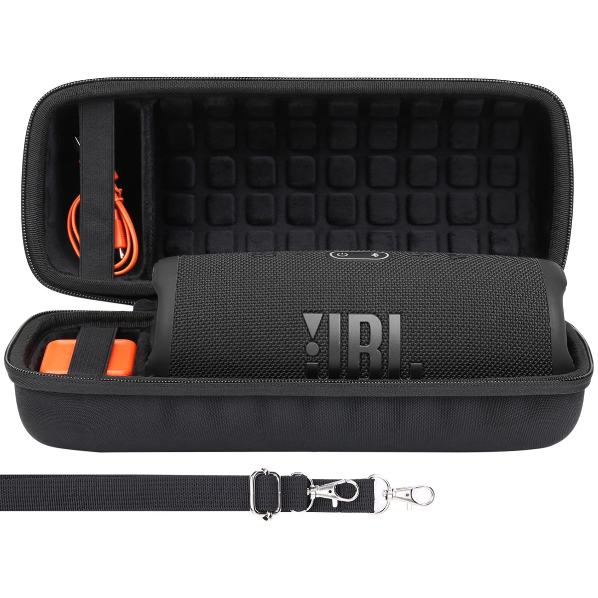 co2CREA case for JBL Charge 4 interior keeps charger and cable organized.