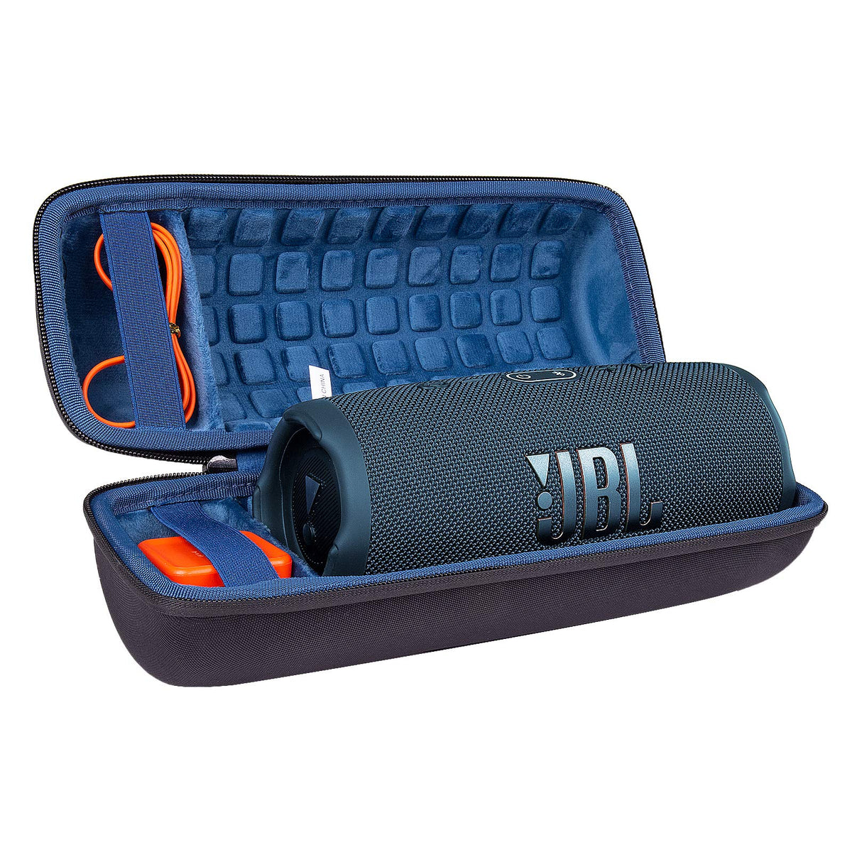 co2CREA hard travel case for JBL Charge 4/5 with outside black and inside blue protection