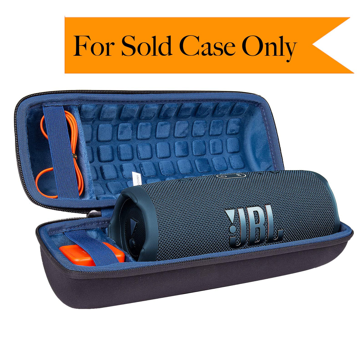 Exterior view of co2CREA case showing rugged black shell and blue interior lining