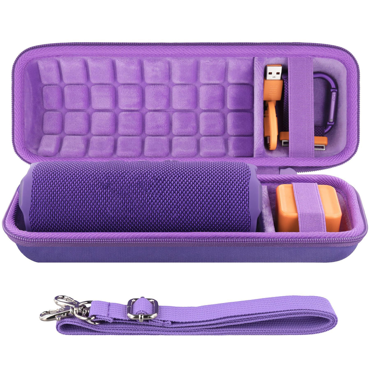 co2CREA hard travel case in purple protects JBL Flip 7 during transport