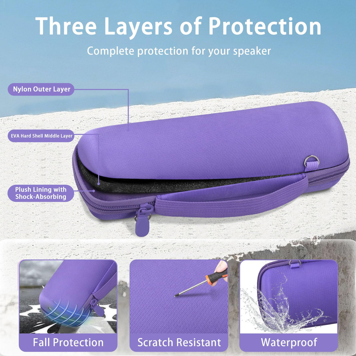 co2CREA purple case with detachable shoulder strap for easy carrying