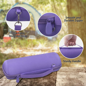 co2CREA purple case showing two accessory pockets for charger and cable