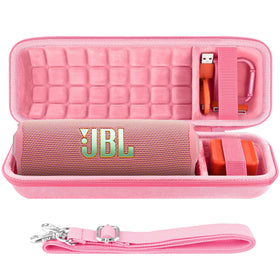 co2CREA hard travel case protects JBL Flip 7/6/5 in pink during travel.