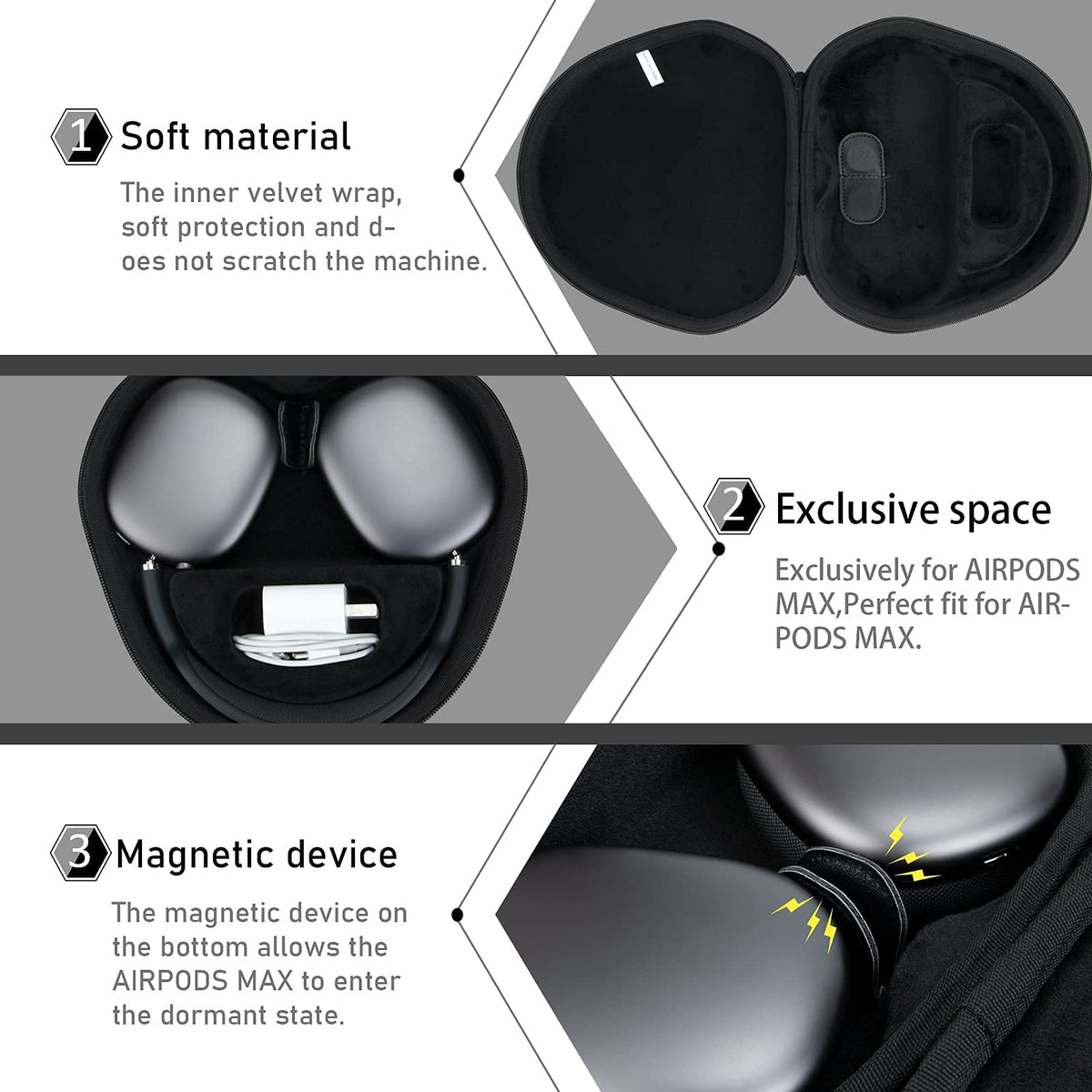 co2CREA with headphones and cable inside for organized storage