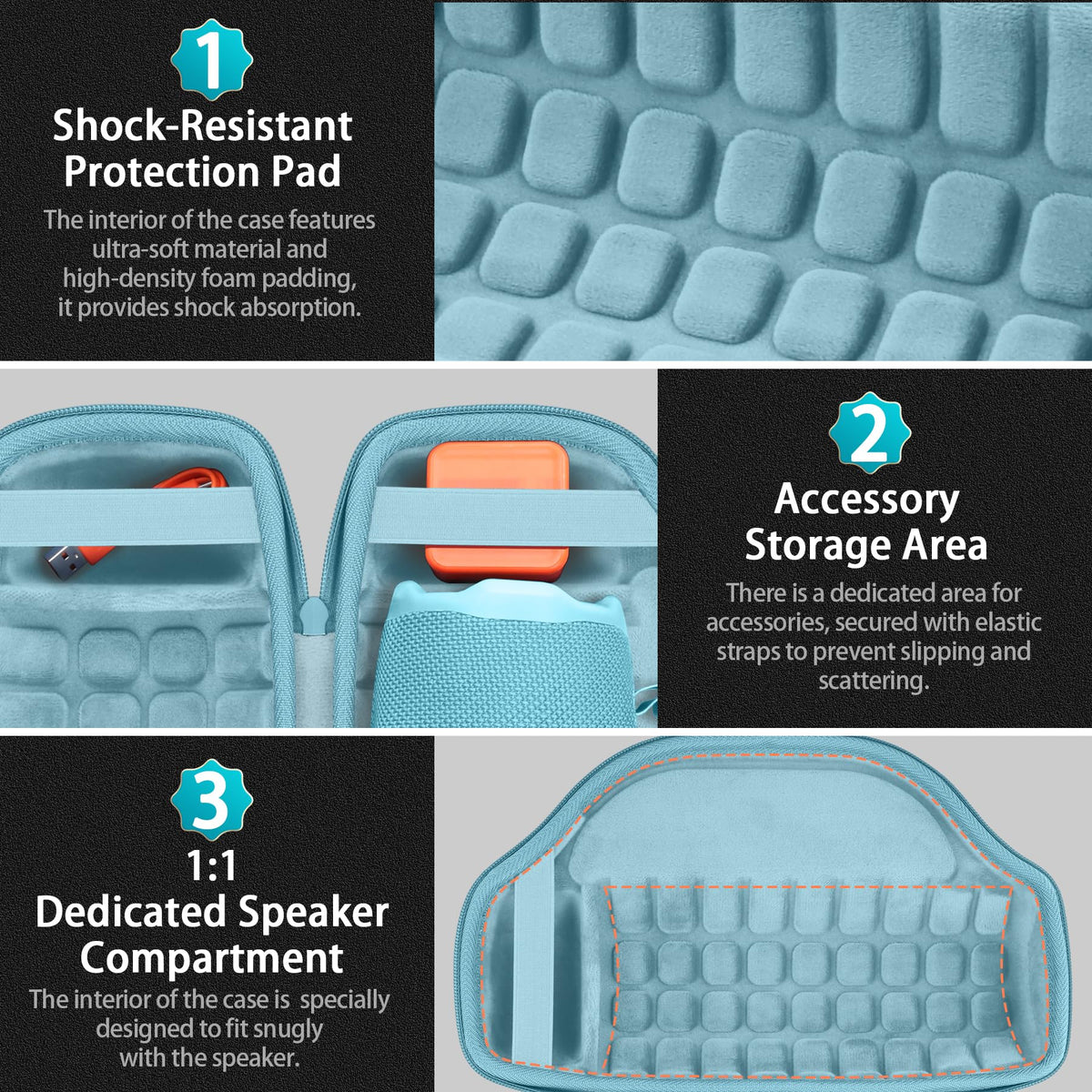 co2CREA JBL Charge 6 teal case comfortable hand strap simplifies handling.