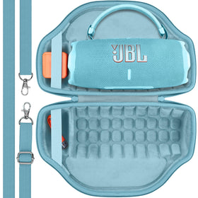 co2CREA JBL Charge 6 teal case interior padding cushions against bumps and scratches.