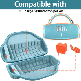 co2CREA JBL Charge 6 teal case detachable shoulder strap adds easy carrying options.