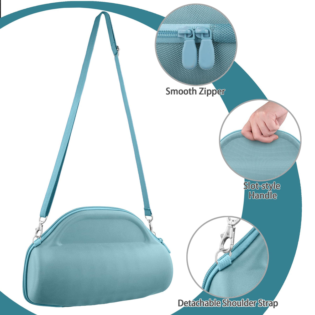 co2CREA JBL Charge 6 teal case sturdy zipper ensures secure access.