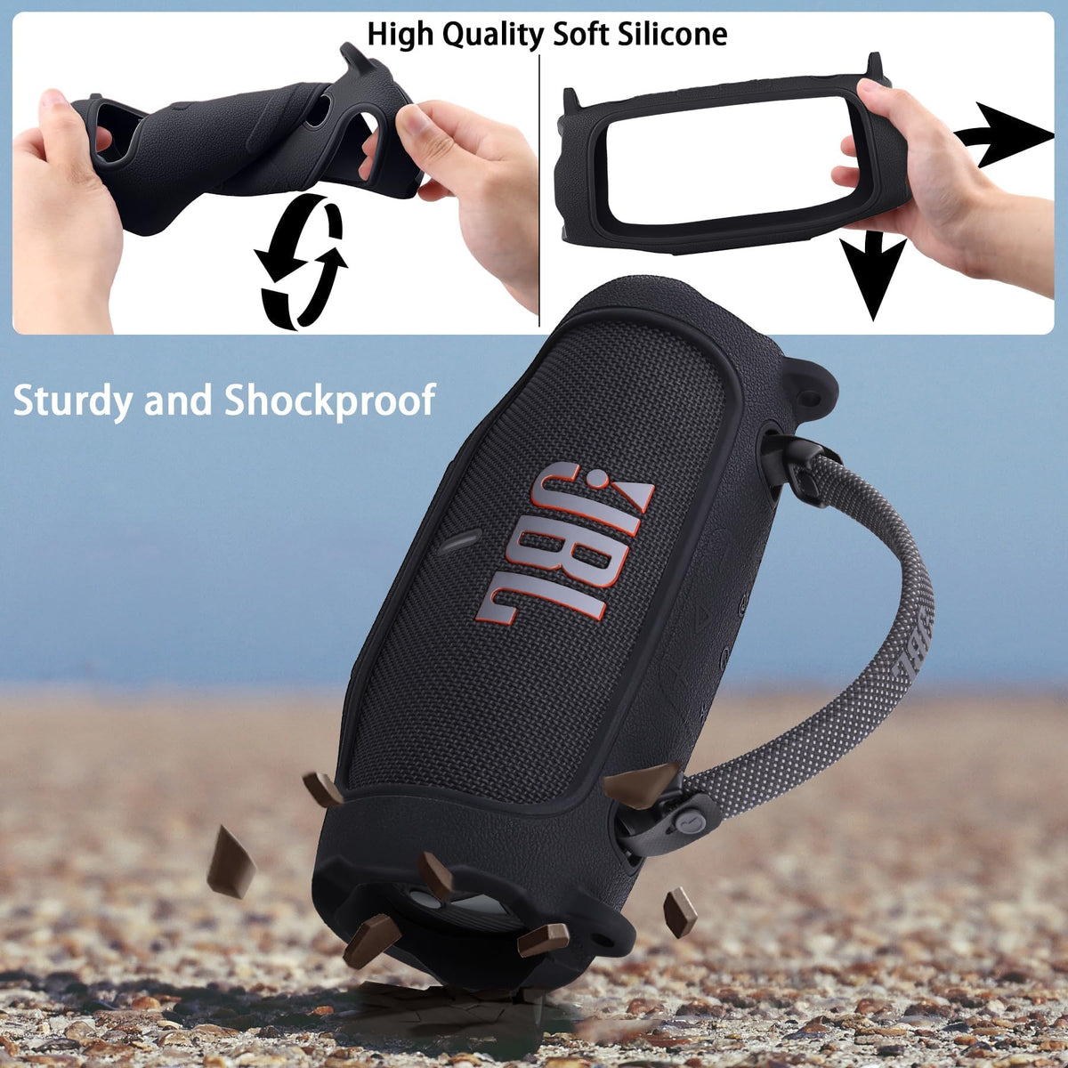 co2CREA JBL Charge 6 attachment to backpack with carabiner