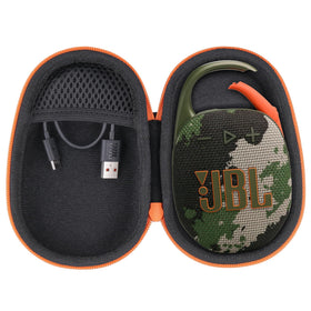 co2CREA JBL Clip 5 hard case front view shows rugged camo shell protecting your speaker on the go