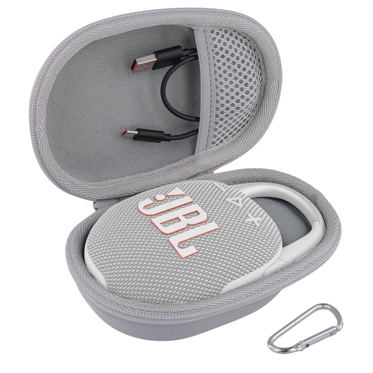 co2CREA JBL Clip 5 hard case inside view shows 1:1 fit and space for accessories.