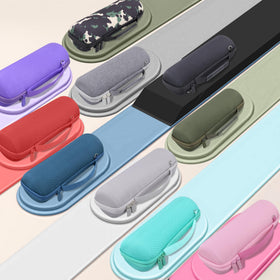 Case includes accessory compartments for charger and cable organization.