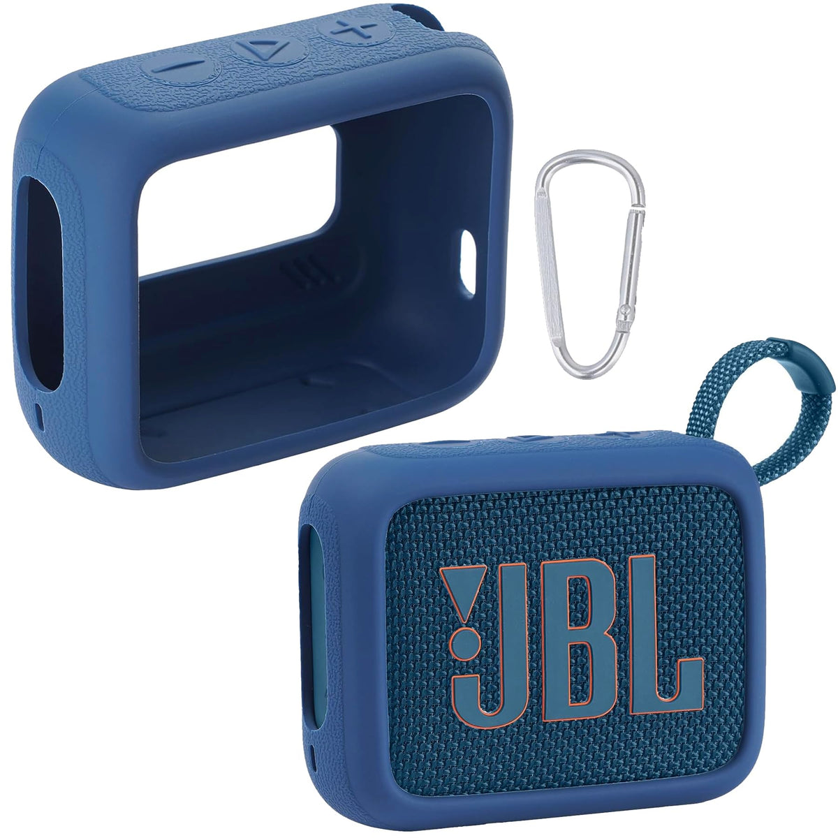 co2crea JBL Go 4 blue silicone case, lightweight protection for travel.