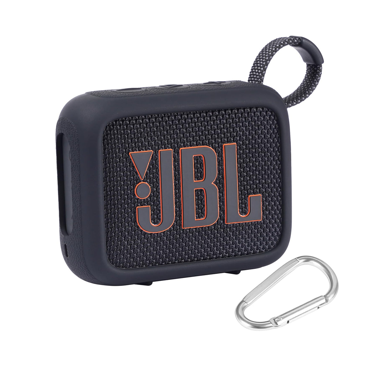 co2CREA JBL Go 4 silicone case with carabiner for easy travel attachment.