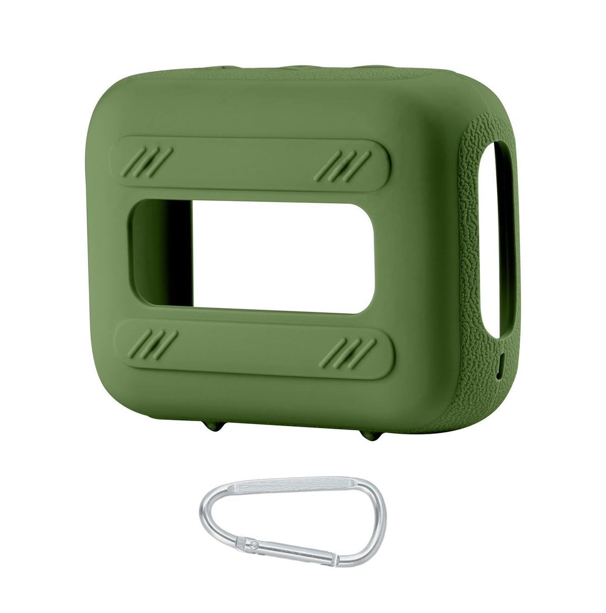 co2CREA JBL Go 4 silicone case green carabiner clip for travel.