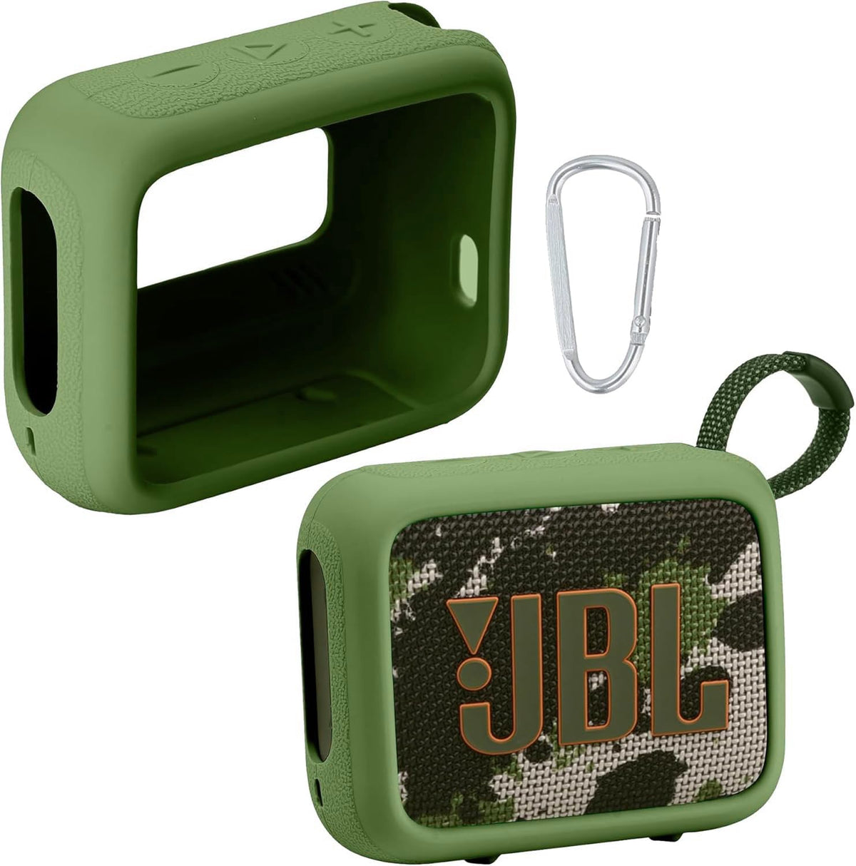 co2CREA JBL Go 4 silicone case green front view with precise fit and accessible controls.