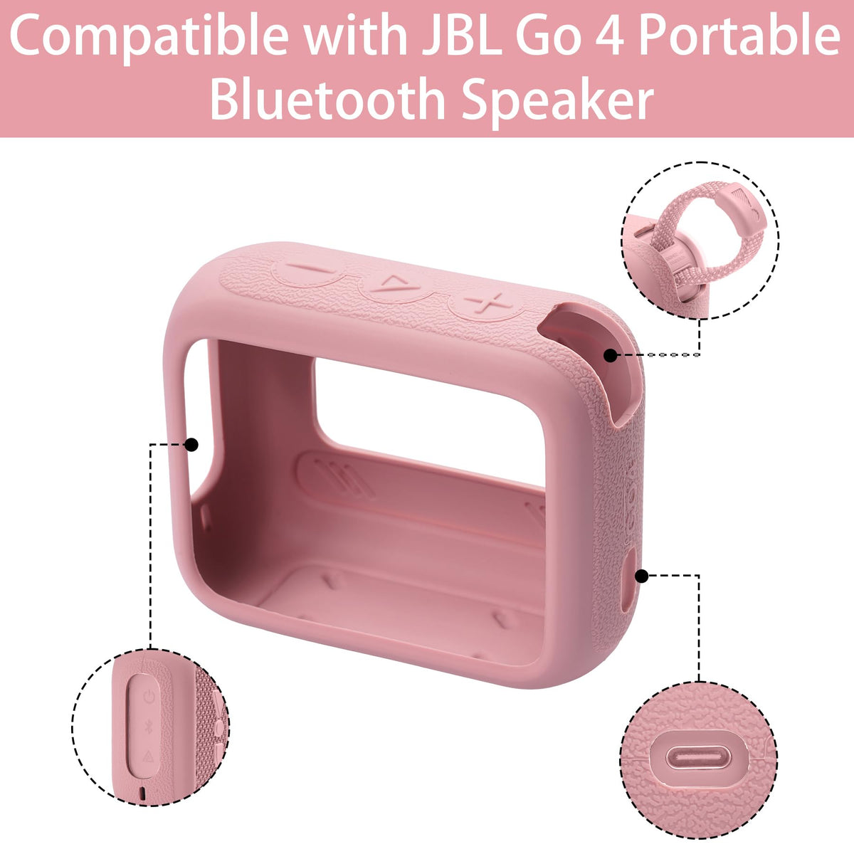 co2CREA JBL Go 4 pink silicone case ideal for daily travel and storage